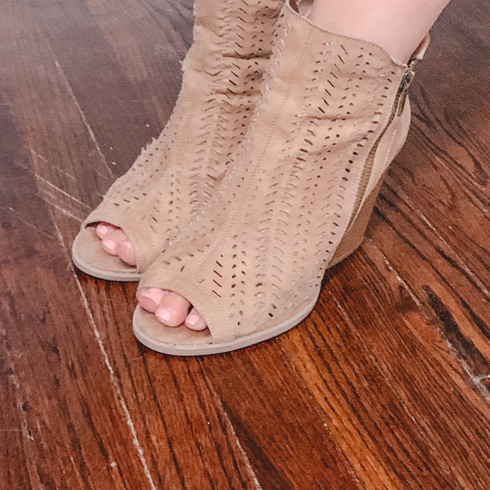 Brown bootie heels